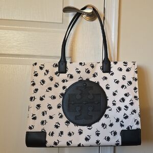 NWT Tory Burch Ella Tote - Black Scatter Daisy